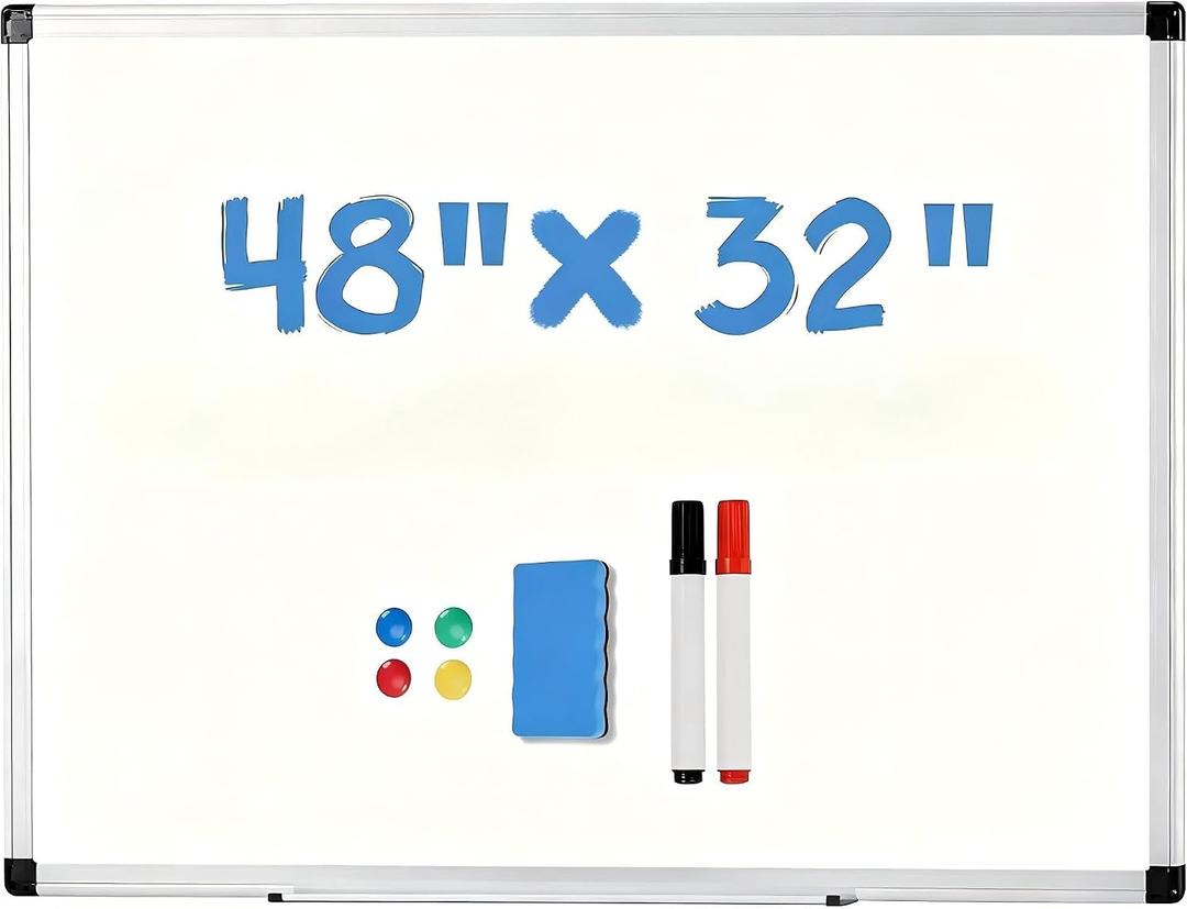 DUMOS Magnetic White Board, Dry Erase Board 48 x 32