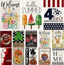 Seasonal Garden Flags for Outside, 12x18 Double Sided Yard Flags Outdoor Holiday Decor Set of 12 Small Burlap Welcome Garden Flags for All Seasons (Seasonal 02) Seasonal Garden Flags for Outside, 12x18 Double Sided Yard Flags Outdoor Holiday Decor Set of 12 Small Burlap Welcome Garden Flags for All Seasons (Seasonal 02)