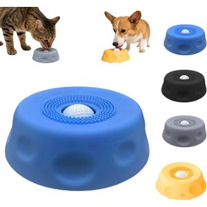 Dog Lick Bowl with Ball,Lick Ball Bowl for Dogs,Dog Licking Bowl with Rolling Ball,Slow Feeder Ball Bowl to Slow Pet Eating,Rolling Ball Dog Bowl Give Pet More Time to Enjoy Eating. (Blue)