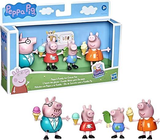 Peppa Pig Peppa's Family Ice Cream Fun Figure 4-Pack Toy, 4 Family Figures With Frozen Treats, Ages 3 and Up