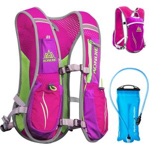 Azarxis Hydration Running Vest Backpack Pack 5.5L for Women and Men Jogging Trail Race Marathon Cycling Hiking (Rose Red with 2L Water Bladder)