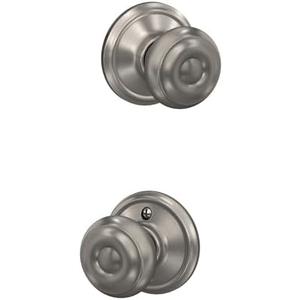 Schlage F10 GEO 619 Georgian Door Knob, Hall & Closet Passage Lock, Satin Nickel