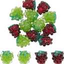 NBEADS 12 Pcs Handmade Lampwork Beads, 14mm Glass Fruit Beads Glass Grape Beads Loose Lampwork Spacer Beads for DIY Necklace Bracelet Earring Jewelry Making Crafts,2 Color