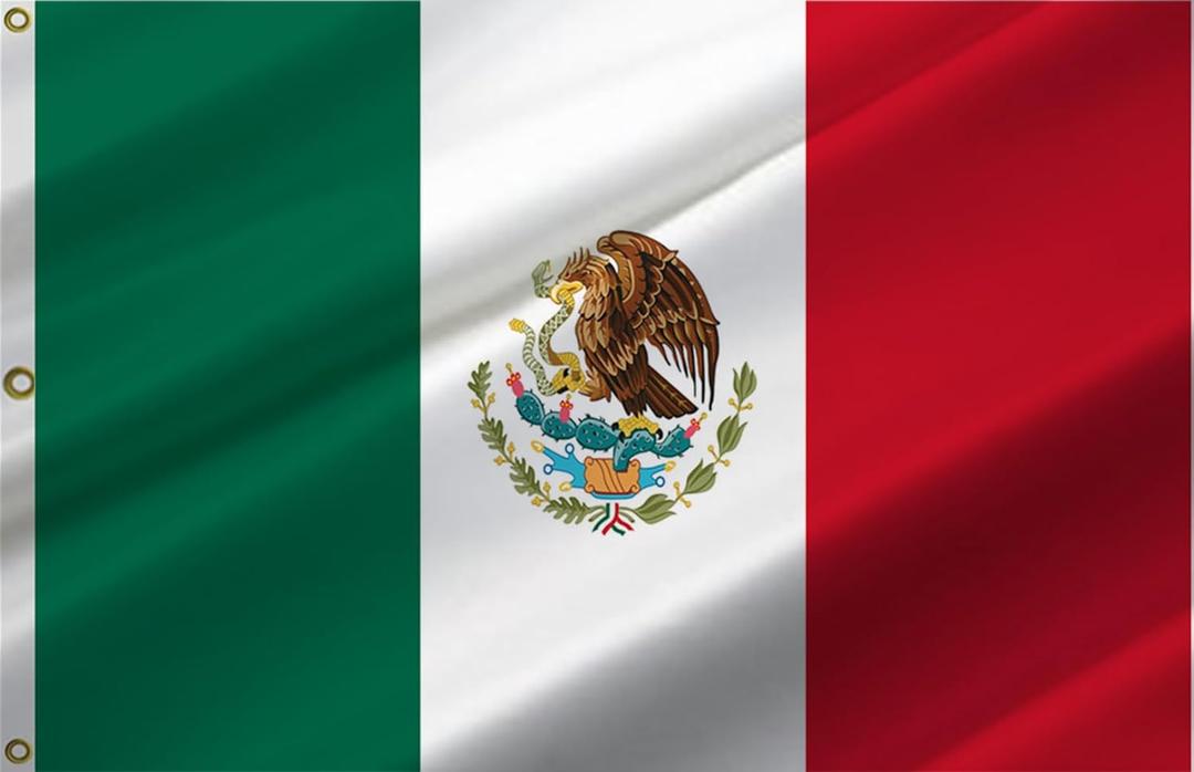 Mexico Flag Bandera de Mxico 6x10FT,Mexican National Flags with 3 Brass Grommets,4 Stitched and 100D Premium Polyester.