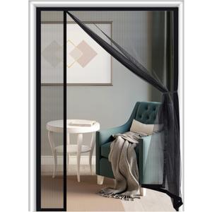 Sunolga Magnetic Screen Door Fits Door Size 60 x 80 Inch, Actual Screen Size 62 x 81 Inch, Reversible Left Right Side Opening, Sturdy Fiberglass Mesh Curtain Hands Free for Patio, Sliding Door, Black