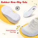 FEETCITY Toddler Slip On Shoes Boys Girls Wide Toddler Tennis Shoes Sports Walking Sneakers (4.5 Toddler, White)