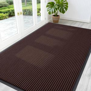 OLANLY Front Door Mat, Waterproof Heavy-Duty Indoor Outdoor Doormat Brown, Absorbent, Stain and Fade Resistant, Non-Slip Backing, Easy-Clean Welcome Floor Mat for Entryway, Patio and Porch, Size 23x35 in