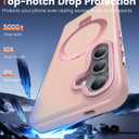 HuwaiH Magnetic Stand for Samsung Galaxy S25 Case, Military-Grade Protection, Anti-Fingerprint Anti-Scratch Translucent Matte Phone case for Samsung Galaxy S25(Pink)