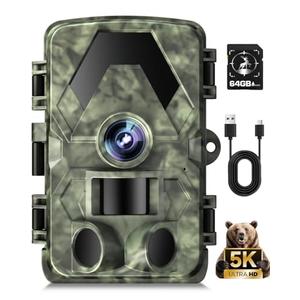 EBXDW Trail Camera, 5K 60MP Game Camera with No Glow Night Vision, 150°Wide-Angle, 0.05s Trigger Speed Motion Activated IP66 Waterproof for Wildlife Scouting, Home Security, Green
