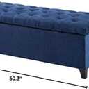 Madison Park Entryway Accent Bench for Living Room Flip Top Storage Chest, Shandra Tufted Top Upholstered Storage Bench End of Bed for Bedroom Furniture, Indoor Seating, 49"Wide, Navy