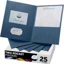 FILE-EZ Two-Pocket Folders, Navy Dark Blue, 25-Pack, Textured Paper, Letter Size (EZ-32523)
