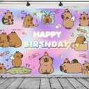 8x6FT Capybara Backdrop Capybara Themed Supplies for Boys Girls Baby Shower Cute Capybara Photo Background for Kids Birthday Decorations Photo Studio Props Vinyl
