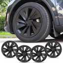 Model Y Wheel Covers 19 inch Juniper Crossflow 2025 2026,19" Swirl Style Matte Black Wheel Hubcaps Compatible with Tesla Model Y Accessories 2025 2026(Refreshed Juniper Only 4PCS)