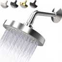 High Pressure Shower Head - Anti-Clogging Silicone Nozzles - 2.5 GPM Removable Restrictor - Easy to Clean Adjustable Replacement - easy to install with Plumbers Tape - 6 inch - Classic Chrome Finishh