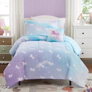 Twin Bedding Sets for Girls - 3 Pieces Glow in The Dark Unicorn Twin XL Comforter Sets for Girls 1 Comforter, 1 Decor Pillow, 1 Pillow Shams