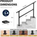 Hand Rails for Outdoor Steps, 4-Step Metal Stair Railing Kit, Matte Black