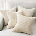 Beige Throw Pillow Covers Set of 4,Boho Pillow Covers Soft and Cozy Velvet Double-Sided Designs,Mix and Match for Couch Boho Farmhouse Fall Home Decor 18x18 Inch