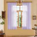 Lavender Sheer Pinch Pleat Curtains 63 Inches Long Light Filtering Short Curtain Panels Soft Touch Pleated Drapes with Adjustable Hooks for Bedroom, Pastel Lilac, 42" W x 63" L, 2 Panels