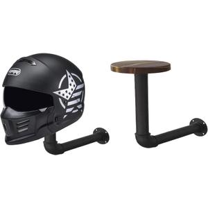 Motorcycle Helmet Holder,Helmet Holder Wall Mount Easy Storage for Motorcycle Helmets,Hats, Baseball and Rugby Helmets (Black 2-pack)