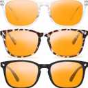Gaoye Stylish Blue Light Glasses for Woman - Computer Glasses 99% Blue Light Blocking - Lightweight TR90 Frames - 3 pack (A1 Matte Black+leopard+transparent)