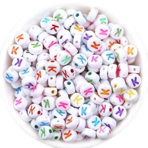 1000pcs Round Letter Beads Acrylic Alphabet Number Beads with 1 Roll Elastic Crystal String Cord for Jewelry Making DIY Necklace Bracelet (7x4mm)