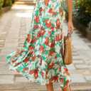 KIRUNDO Women's 2025 Fall High Waist Boho Floral Maxi Skirt Trendy Casual Flowy Swing Pleated A Line Beach Long Skirts (M)