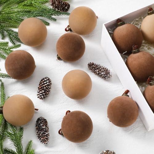 Sotiff 12Pcs Christmas Velvet Ornaments Balls 2.4 Inch Velvet Balls for Christmas Tree Ornaments Ball for Family Holiday Wedding Party Xmas Tree Hanging Decoration Classic Color