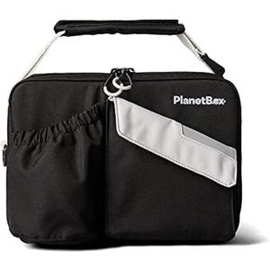 PlanetBox Insulated Lunch Bag Black Currant Edition Carry Bag with Pockets for Water Bottle and Snacks Durable, Easy to Clean, and BPA Free
