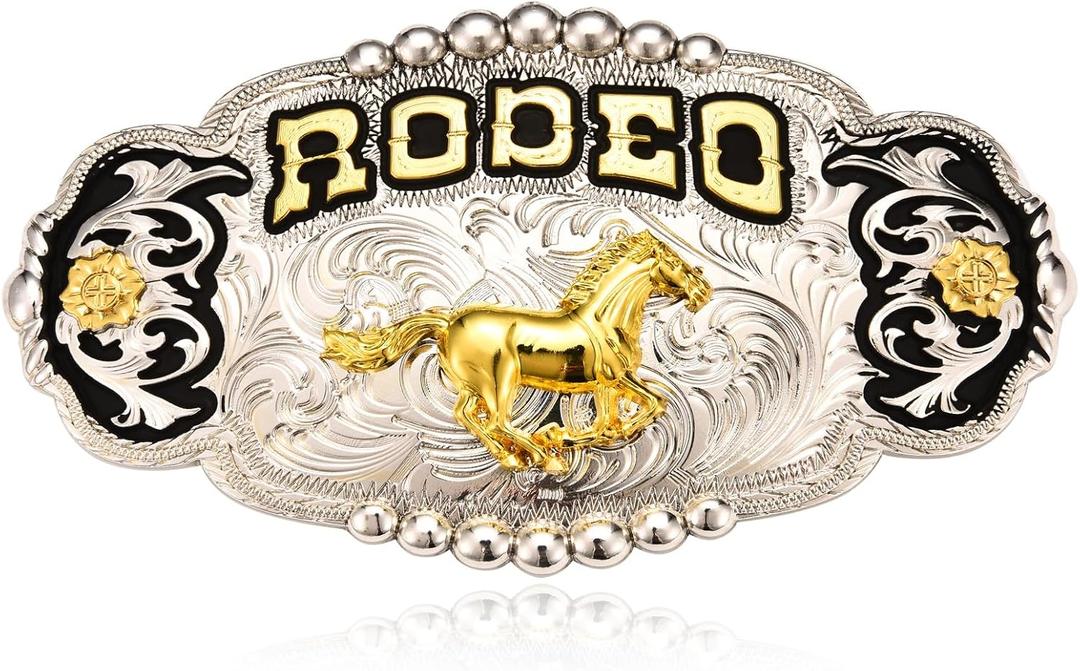 Western Rodeo Belt Buckle for Men Big Cowboy Rodeo Horse Belt Buckles Large Belt Buckle Halloween Christmas