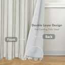 DriftAway Farmhouse Linen Blackout Curtains 84 Inches Long for Bedroom Striped Double Layer Thermal Insulated Sound Reducing Lined Back Tab Rustic Drapes for Living Room 2 Panels W52 x L84 Gray