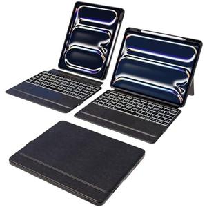 Doohoeek Keyboard Folio Compatible with New iPad Pro 13-inch (M4, 2024), iPad Pro 13 Keyboard Case with Any-Angle Kickstand, Detachable Bluetooth Keypad with Trackpad & 7-Color Backlit