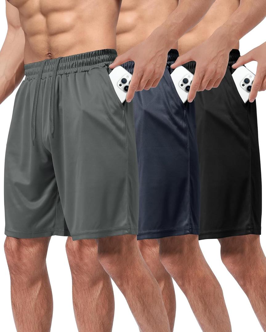 3 Pack Gym Basketball Mens Shorts - Quick Dry Black Workout Athletic Shorts with Pockets for Casual Running (S-6XL) (Medium, 1-black/Dark Grey/Navy Blue) 3 Pack Gym Basketball Mens Shorts - Quick Dry Black Workout Athletic Shorts with Pockets for Casual Running (S-6XL) (Medium, 1-black/Dark Grey/Navy Blue)