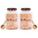 BKYFPQ 2Pcs 74 oz Glass Bath Salts Jar,Bath Salt Container with Wooden Lid and Scoop,Bathroom Organizers and Storage,for Bathroom Bath Decor,Home Decor,Bathtub Accessories for Women