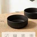 OTAGO 6" Bowls Set of 6, Ribbed Stoneware Bowls with Unique Handcrafted Reactive Glaze, Matte Ceramic Tableware for Kitchen, Dinner & Dining, Microwave & Dishwasher Safe，Black, 6 Pieces