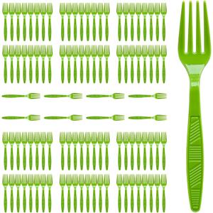 Kiwi Green Plastic Forks Heavy Duty, Disposable Party Supplies 104 PCS