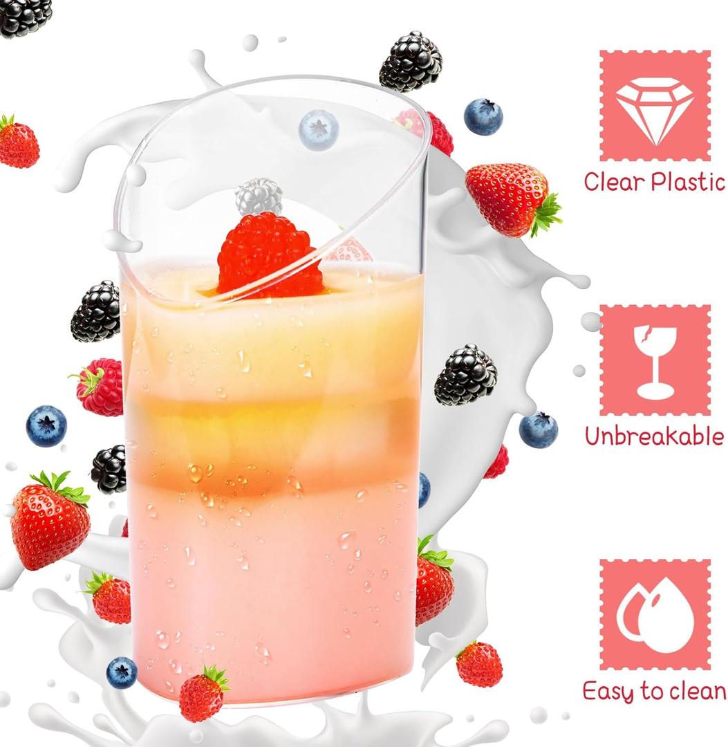 50 Pack Mini Dessert Cups  Small Plastic 3 oz Slanted Round Shooter Disposable Clear Plastic Parfait Appetizer Cup for Tasting Sample Appetizers
