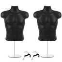 Geetery 2 Pack Male Mannequin Torso Dress Form Mannequin Body T Shirt Display with Stand and Hanging Hook Hollow Back for Counter, Craft Shows, Photos or Design, S-m Size