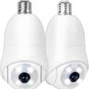 Light Bulb Security Camera, 2K 360 Pan Tilt WiFi Outdoor Indoor Cameras for Home Security Color Night Vision 24/7 Motion Tracking Detect Pet Dog Cam 2-Way Talk SD/Cloud Storage 2-Pack