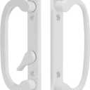 8.5" Legacy Sliding Patio Glass Door Offset Latch White Handle Set Replacement - Sash Controls 2265 - No Mortise, Fits 3-15/16" Screw Hole Spacing and 1-1/4" to 2-1/4" Door Thickness