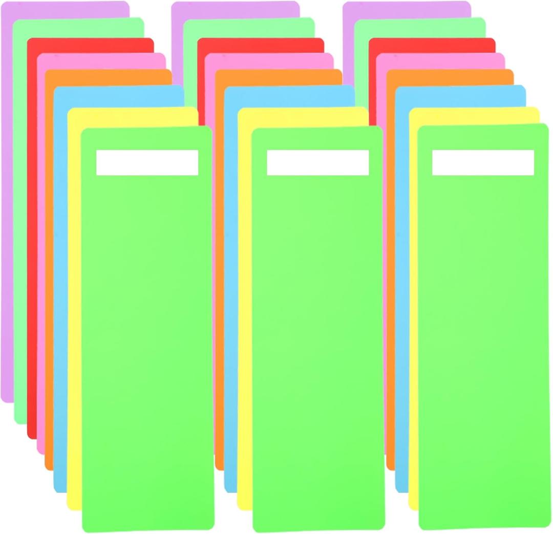 50 Pcs Library Book Dividers with 110 Pcs Stickers Library Shelf Dividers 4 x 12 Inch Plastic Shelf Dividers and Assorted Colored Bookshelf Markers for Shelves Library
