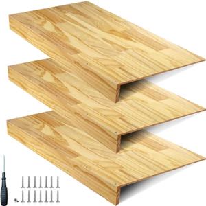 16 * 36 in Wooden Wire Shelf Cover 3 PCS Removable Pantry Shelf Cover Wire Rack Covers with Screw Accessories for Kitchen Closet Bathroom Store Office