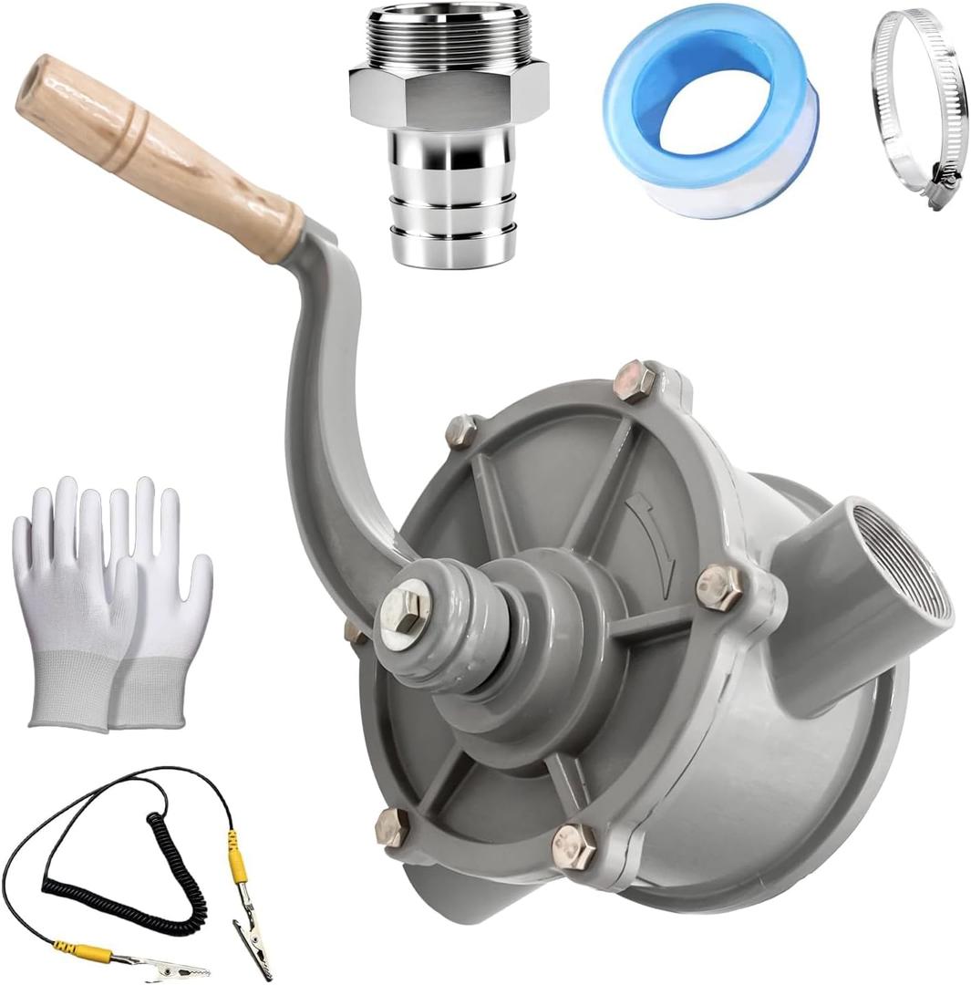 Gas Caddy Pump, Hand gas Diesel Transfer Pump for 30 Gallon 35 gallon 40 gallon Gas Fuel Diesel Caddy,inlet pipe 1-1/4", outlet pipe 1-1/4" (Hand Siphon Pump + 1-1/4" Adapter) - (1.25 inch)