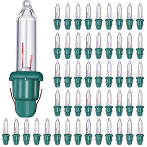 Mudder 50 Pcs Replacement Mini Light Bulbs Christmas Tree 2.5 V Incandescent Glass String Light Bulbs with Base Indoor Outdoor Xmas Decoration, 0.17 Ampere, 0.425 Watt (Clear,Green)