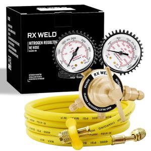 RX WELD Nitrogen Regulator with 0-600 PSI, CGA580 Inlet, 1/4-Inch Male Flare Outlet Connection, Nitrogen Tank Regulator with 5Ft Refrigeration Hose
