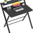 GreenForest Folding Desk No Assembly Required Small Size, 2-Tier Foldable Computer Desk with Shelf for Home Office, Space Saving Portable Laptop Study Foldable Table for Small Spaces, Black (22 x 27.3 inch)