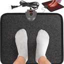 Hodeamy Heated Floor Mat Under Desk for Foot Warmer  Wider 110V Adjustable Temperature Electric Space Heaters Heating Pad  Carbon Crystal & Energy Saving Feet Warmers for Office,Home (Black Gray)