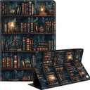Case Fits Kindle Fire HD 8 & 8 Plus Tablet(12th/10th Generation, 2024/2022/2020 Release) 8", Slim PU Leather Stand Cover with Auto Wake/Sleep, Multi-Angle Viewing, Drawn Bookshelves