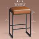 VASAGLE EKHO Collection - Bar Stools Set of 4, Counter Height Bar Stools, Synthetic Leather with Stitching, Mid-Century Modern Counter Stools, 26-Inch Tall, Kichen Home Bar Dining Room, Caramel Brown