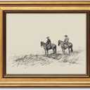 vineolect Western Cowboy Wall Art Vintage Western Sketch Prints Horse Pictures Neutral Farmhouse Wall Decor Canvas for Bathroom Office 9''x11''
