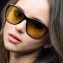 LVIOE Night Driving Glasses for Women with Polarized Anti Glare Yellow Lens, Classic Designer Sun Glasses UV Protection